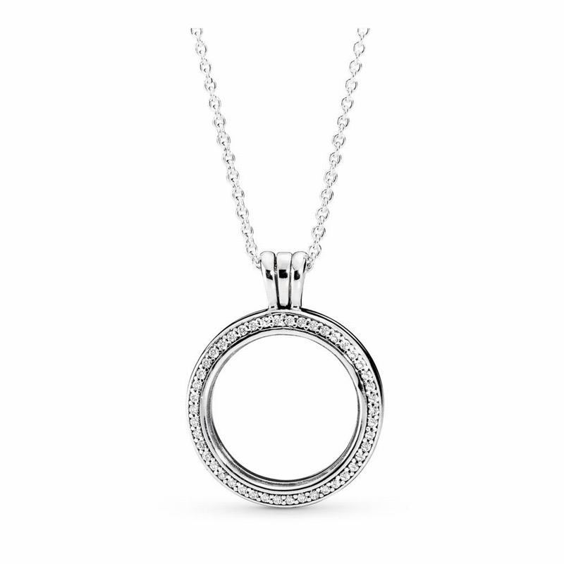 Pandora Floating Lockets Sparkling Necklace Sale NZ, Sterling Silver (381690-CNR)